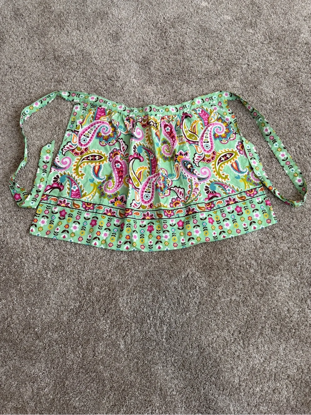 Vera Bradley Green Pink Daisy Tutti Frutti Paisley Waist Apron Retro Cottage